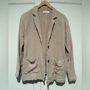 Mod Ref Tan Gauze Linen & Cotton Blazer/ Jacket